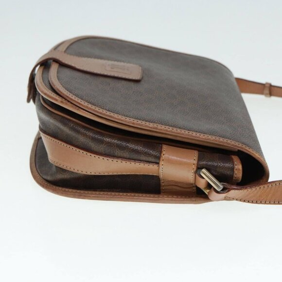 CELINE Macadam Canvas Shoulder Bag PVC Leather Brown Gold Auth - Picture 5 of 16